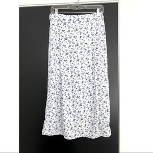 Blue/ White Floral Midi Skirt
